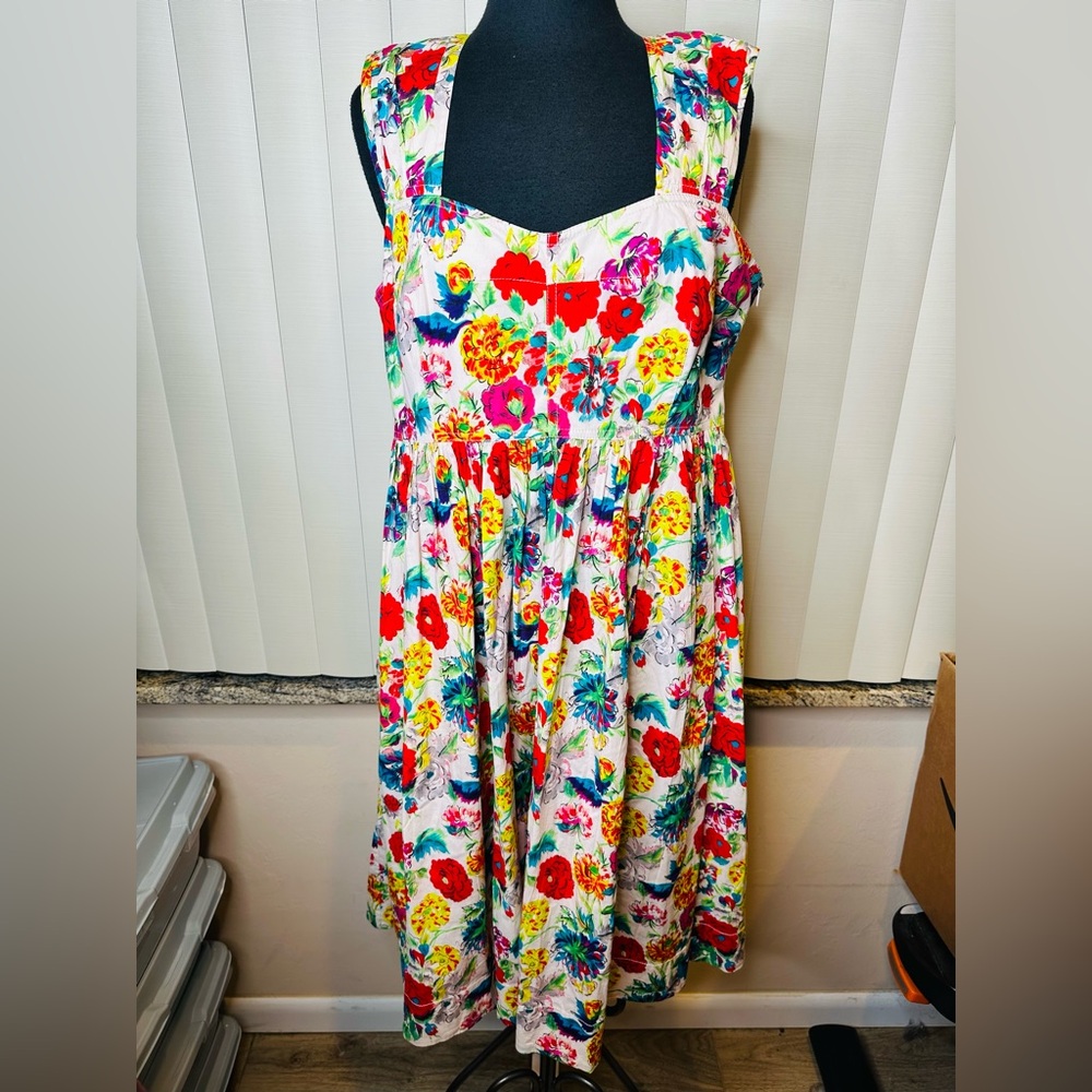 L.K.Bennett Seydoux Midi Dress Sweetheart White/Multi Color Floral Size 14